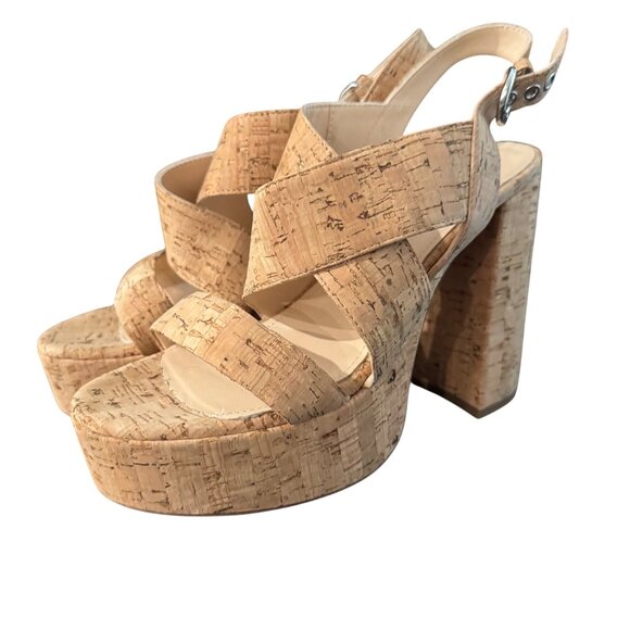 AGL Petra Platform Cork Block Heel Slingback Sandal Women's, Size 40 WORN ONCE - Picture 1 of 12